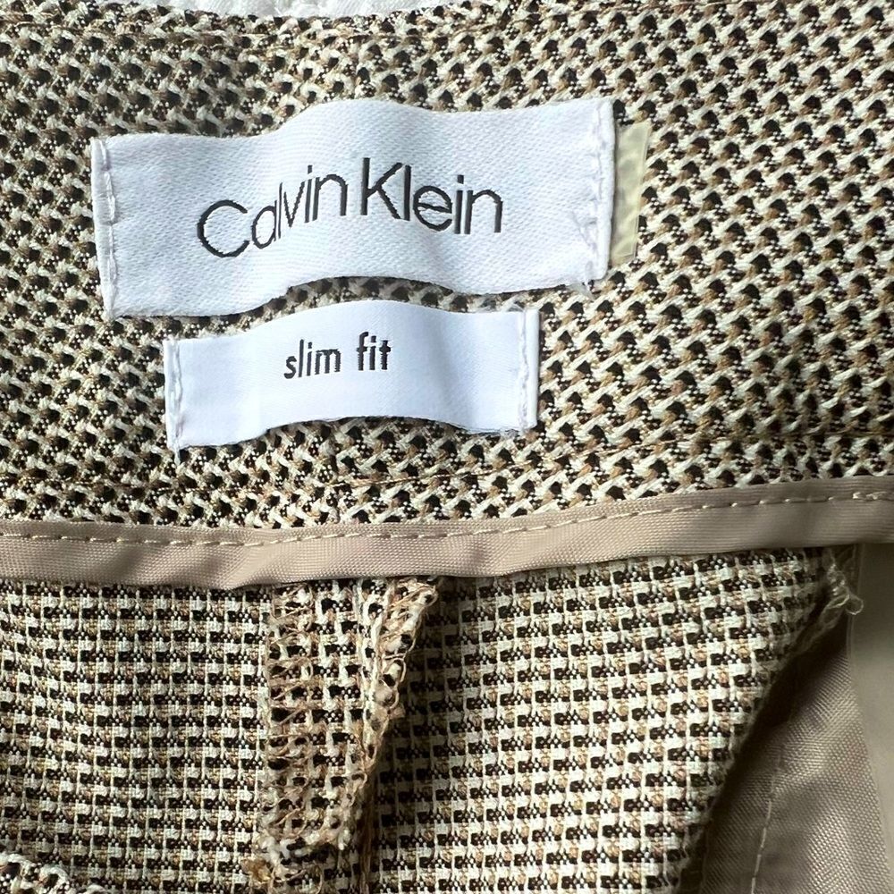 Calvin Klein Slim Fit Tan Brown Trousers Slacks sz 8 - Picture 8 of 9